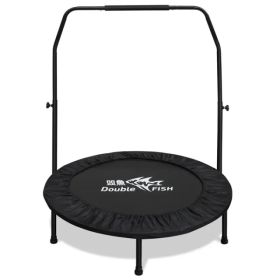 High-Quality Adjustable Foam Handle 1 Mini Trampoline 40 - Supports Up To 400lbs, Black Rectangular Fitness Rebounder For Adults - Ideal For Indo (Option: defaulttitle)