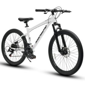A26317 KIAPALNO 26 Inch All-Terrain Mountain Bike With Disc Brakes 21-Speed Drivetrain & Durable Carbon Steel Frame Ideal For Men And Women, Perf (Option: A26317KWHITE)