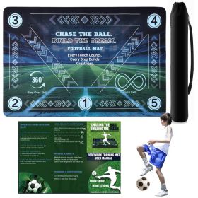 Football Training Mat For Kids & Teens - 24x36 Inch Soccer Agility Footwork Trainer With Step Over, 360 Turn & Dribbling Paths - Indoor Skills Eq (Option: Blue)